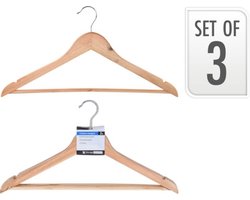 Kledinghanger set van 20 - Scherp geprijsde! blank gelakte houten kledinghangers / jashangers / shirthangers / combihangers met draaibare haak, handige broeklat en rokinkepingen perfect voor alle soorten kleding