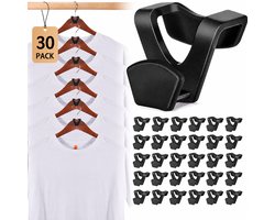 Kledinghanger Verbindingshaken - 30 Stuks - Cascade Haken voor Kledinghangers - voor Kledingkast, Garderobe, Slaapkamer & Camper - Ruimtebesparende Organizer - Zwart
