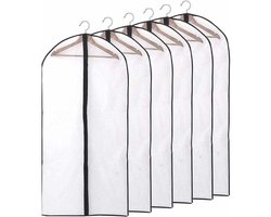 Kledinghoezen, stof-, water-, mot- en vochtwerend, transparante beschermhoezen met ritssluiting, geschikt voor overhemden, pakken/jassen, set van 6, 60 x 140 cm (XXL)