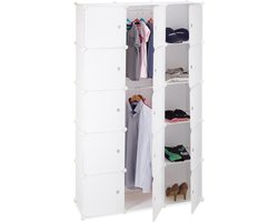 Kledingkast - 11 vakken - 2 stangen - wit