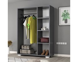 Kledingkast 123x90x30 cm Nesbyen antraciet [en.casa]