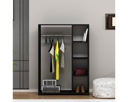 Kledingkast 123x90x30 cm Nesbyen zwart [en.casa]