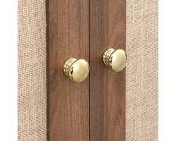 Kledingkast 79 x 50 x 175 cm – Draaideurkast met 2 Rotan Boogdeuren en Lade – Houten Slaapkamerkast met Kledingstang en Opbergruimte – Walnootlook – Abkantoor