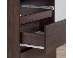 Kledingkast 90 cm met 2 Laden en Kledingroede – Casa Velluto NovaWardrobe – Tweedeurs Garderobekast met Legplanken – Minimalistische Slaapkamerkast – 180 x 90 x 51 cm – Wengé Houtlook