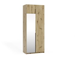 Kledingkast Apollonia I met Spiegel 100 x 250 cm (artisan, zwarte handgrepen)