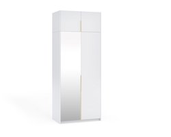 Kledingkast Apollonia I met Spiegel 100 x 250 cm (wit, gouden handgrepen)