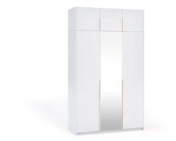 Kledingkast Apollonia I met Spiegel 150 x 250 cm (wit, gouden handgrepen)