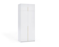 Kledingkast Apollonia I zonder Spiegel 100 x 250 cm (wit, gouden handgrepen)