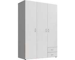 Kledingkast Baarlo - 120x176x52 cm (BxHxD) - Wit - Draaideurkast - 3 legplanken, 1 roede & 2 lades - Garderobekast - Opbergkast