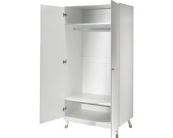 Kledingkast Billy 2 deuren MDF - wit/goud