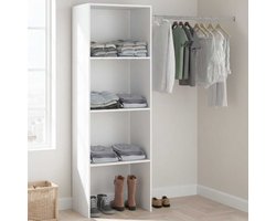Kledingkast Botan B - 160cm, 3 legplanken & 1 kledingroede - wit
