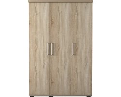 Kledingkast Bruno Sonoma - Breedte 120 cm - Hoogte 183 cm - Diepte 52 cm - Met hanggedeelte - Met planken - Met openslaande deuren