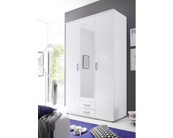 Kledingkast Daniela 120cm met 3 deuren 2 lades & spiegel - wit