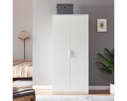 Kledingkast Eiselfing 176x80x52 cm met 4 vakken wit [en.casa]