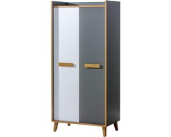 Kledingkast - Garderobekast Kast - Kleding Opbergen - 2 Deuren - 90x195x55 cm - Geel