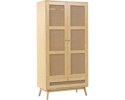 Kledingkast - Garderobekast - Opbergen Kleding - Rotan Net Design - 90 x 45 x 183 cm - Naturel