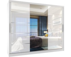 Kledingkast glans 235 cm met spiegel lades