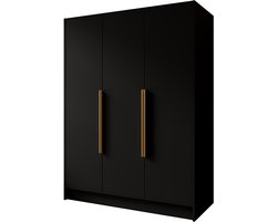 Kledingkast Goya I 150 cm (zwart, gouden handgrepen)