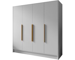 Kledingkast Goya I 200 cm (wit, gouden handgrepen)