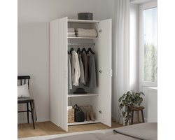 Kledingkast Harper wit - strak design - 2 deuren - ruim hanggedeelte