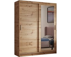 Kledingkast Henry met spiegel 120 cm inclusief 2 schuifdeuren Schuifdeurkast (bruin, artisan)