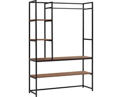 Kledingkast Horgau open kast 180x120x40 cm zwart en walnootkleurig