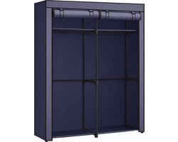 Kledingkast, Kledingkast Met 2 Kledingstangen, Kledingopslag, Stoffen Kledingkast, Kledingrek, Opvouwbaar, Kleedkamer, Slaapkamer, 43 X 140 X 174 Cm, Donkerblauw