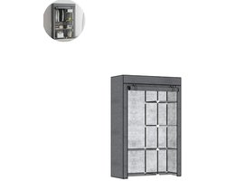 Kledingkast - Kledingkasten Slaapkamer - Garderobekast - 103 x 43 x 162,5 cm - Opvouwbaar - Stof met Metaal - Donkergrijs
