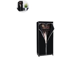 Kledingkast - Kledingkasten Slaapkamer - Garderobekast - 74 x 50 x 152 cm - Opvouwbaar - Stof met Metaal - Zwart