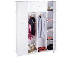 kledingkast - kliksysteem - 14 vakken - 2 roedes - opbergkast slaapkamer - wit