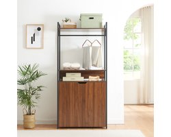 Kledingkast Larem 180x84x40 cm zwart en walnootkleurig [en.casa]