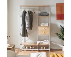 Kledingkast Larem open kast 180x120x40 cm wit en eikenkleurig [en.casa]