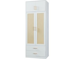 Kledingkast Larundi met deuren lades 216x80x52 cm wit [en.casa]