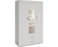 Kledingkast 'Marc' 3 deuren met spiegel Wit - 120cm breed