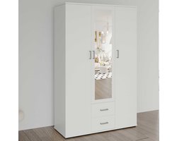 Kledingkast 'Marc' 3 deuren met spiegel Wit
