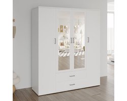 Kledingkast 'Marc' 4 deuren met 2 spiegels Wit