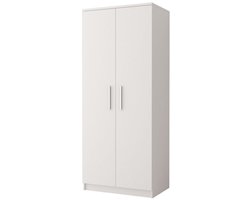 Kledingkast MARSALA Draaideurkast Garderobekast met planken en kledingstang - 2 deuren - 80x193x50 cm - MARSALA 2D (Wit)