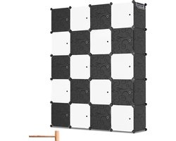 Kledingkast met 20 Opslagvakken - DIY Garderobekast (BxHxD): 175x140x35cm- Zwart - Kunststof - slaapkamer, woonkamer - Extra Grote Kleerkast - Modulaire Wandkast - 10KG Draagkracht - voor hangende kleding&ruimtebesparing