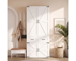 Kledingkast - Met 4 lades - Met spiegel - Eikenlook - Kledingkasten Slaapkamer - Garderobekast - 200x90x45 cm - Opbergkast - Natuurlijke houtkleur