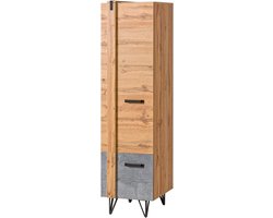 Kledingkast met Deuren - Opbergkast Ladekast - Kleding Opbergen - Met Kledingstang Plank - 45x55x187 cm - Wotan Eiken Beton
