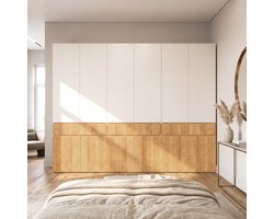 Kledingkast met draaideuren - Kledingkasten - 270 cm - Grote kledingkast - Garderobekast - Met opbergvak - Met Hanggedeelte - Inclusief wasdroogrek - Moderne hog - moderne hoge kast - Licht eiken kleur