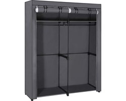 Kledingkast met Kledingstangen – Stoffen Kledingkast – Kledingrek – Grijs