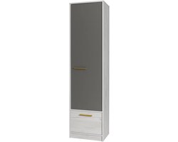 Kledingkast met Lade - Draaideurkast Opberger - Kleding Opbergen - Modern Design - 50x195x45 cm - Eiken Grijs Geel