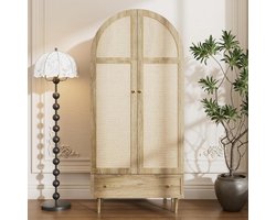 Kledingkast met Laden - Garderobekast Opberger - Kleding Opbergen - Linnen Beklede Deuren - 79 x 50 x 175 cm