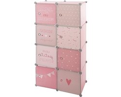 Kledingkast met opbergruimte voor kinderkamer roze hoogte 124 cm - Ijzer cm, Atmosphera Createur d'Interieur Kledingkast