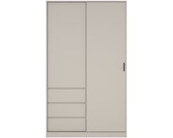 Kledingkast met Schuifdeur Beige - 2-deurs met 3 lades - MDF - 118,5x60x200cm