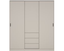 Kledingkast met Schuifdeur Beige - 3-deurs met 3 lades - MDF - 177x60x200cm