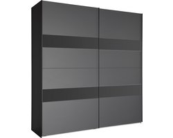 Kledingkast Mierlo - Hout - Grijs - 225x236x65 cm (BxHxD) - Schuifdeuren - Hang-legkast - Met 4 Legplanken en 2 Roedes