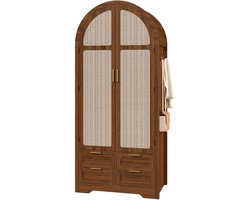 Kledingkast - Modern - Garderobekast met Gebogen Deuren - Luxe met Kledingstang - Hout - Wit