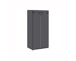 Kledingkast opbergkast 75x45x160cm grijs met kledingstang en twee planken stofhoes met rits gereedschapsloze snelle montage lichtgewicht ontwerp flexibel verplaatsbaar geschikt voor slaapkamer woonkamer en kleedkamer